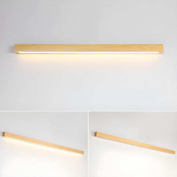 modern walnut wood linear led wall light