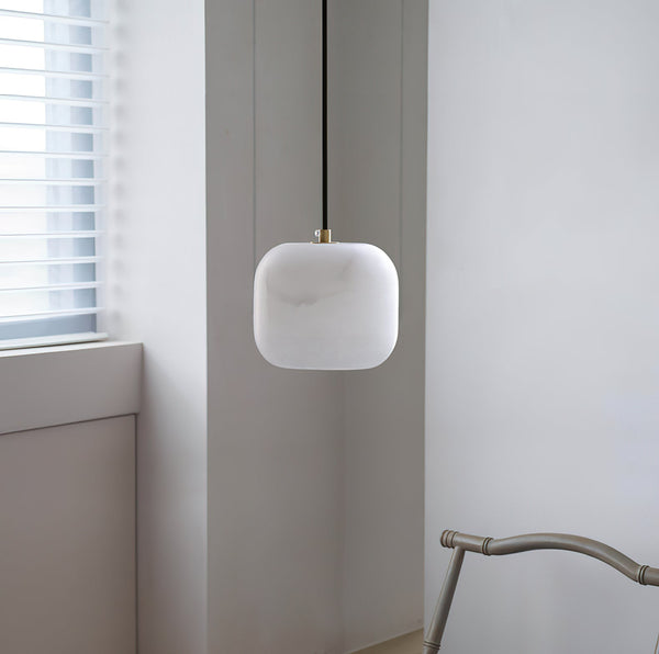 modern white alabaster brass mini pendant light 2