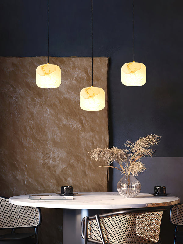 modern white alabaster brass mini pendant light 2