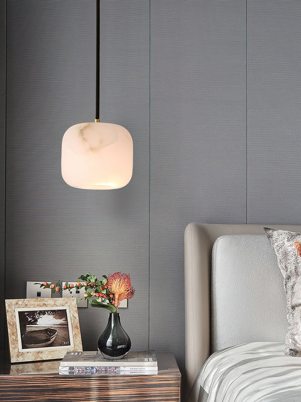 modern white alabaster brass mini pendant light 2