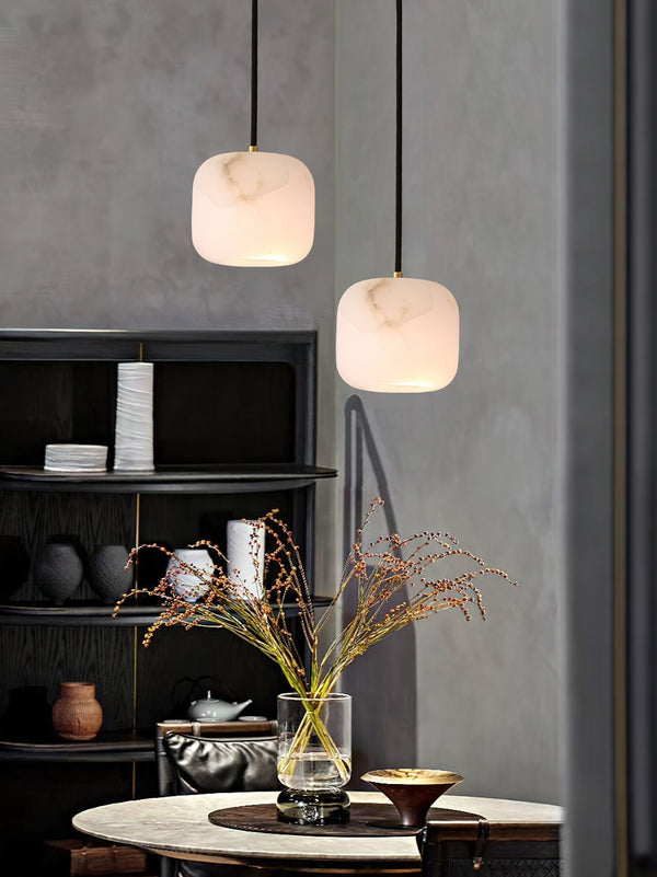 modern white alabaster brass mini pendant light 2