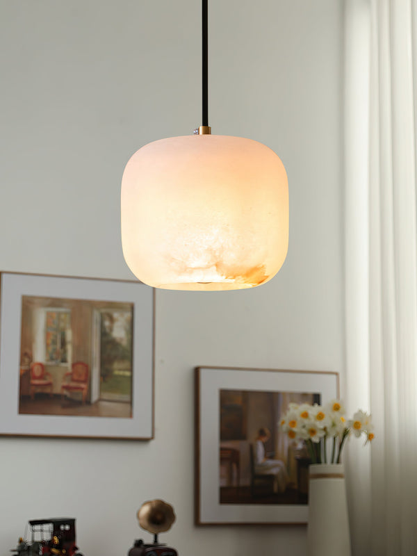 modern white alabaster brass mini pendant light 2