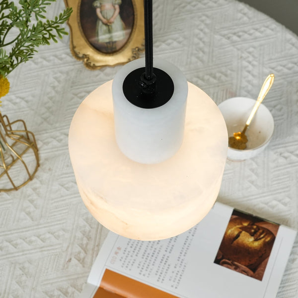 modern white alabaster cylinder pendant lamp