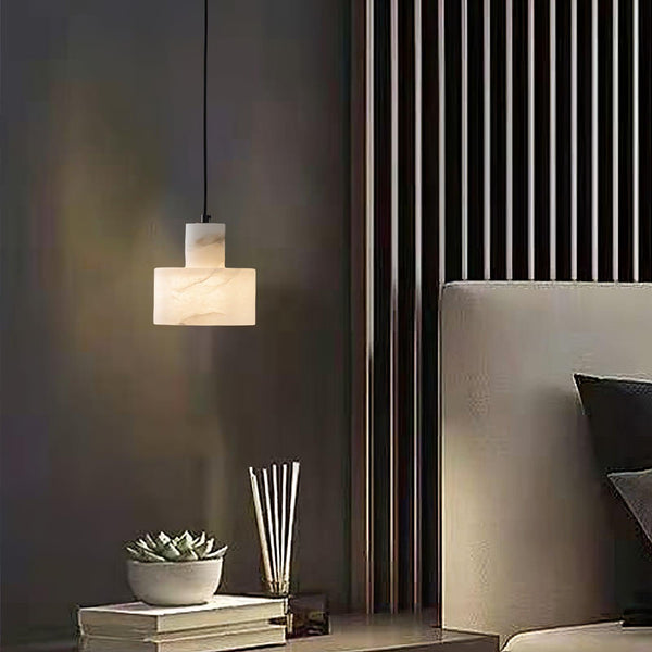modern white alabaster cylinder pendant lamp