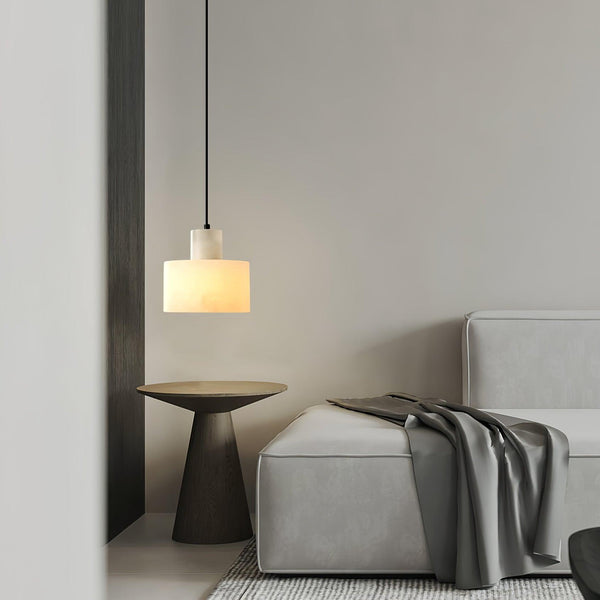 modern white alabaster cylinder pendant lamp