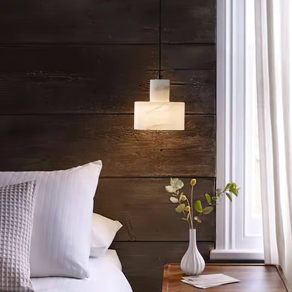 modern white alabaster cylinder pendant lamp