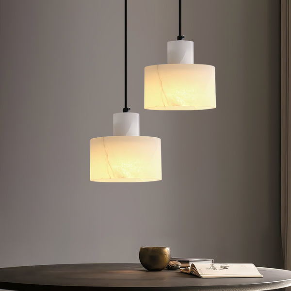 modern white alabaster cylinder pendant lamp