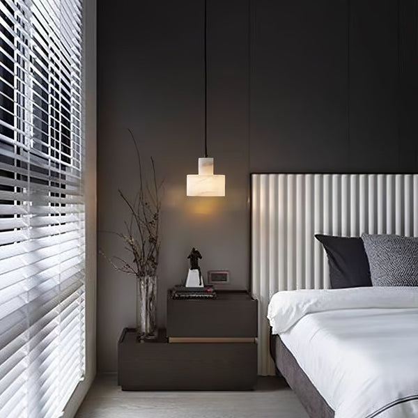 modern white alabaster cylinder pendant lamp