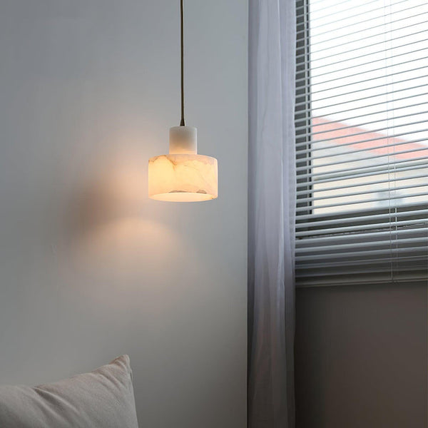 modern white alabaster cylinder pendant lamp