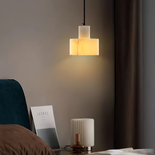 modern white alabaster cylinder pendant lamp