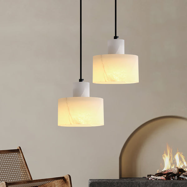 modern white alabaster cylinder pendant lamp