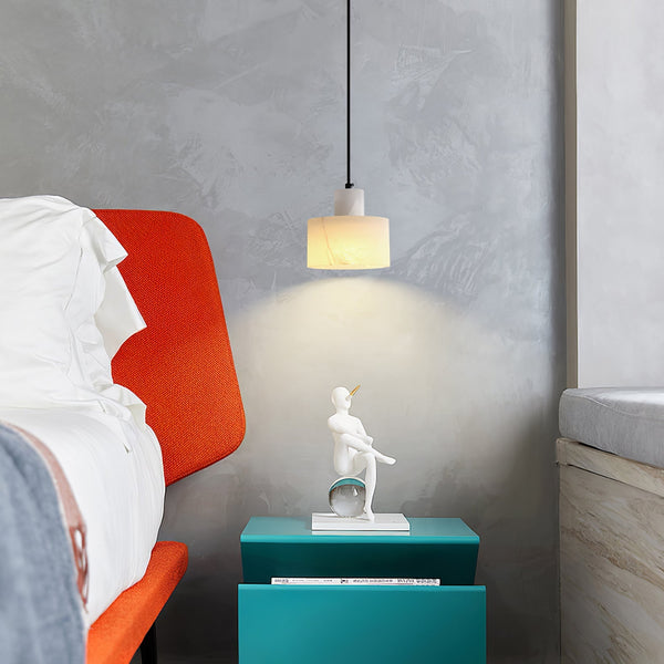 modern white alabaster cylinder pendant lamp