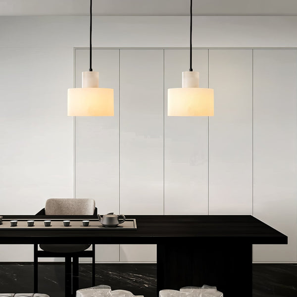 modern white alabaster cylinder pendant lamp