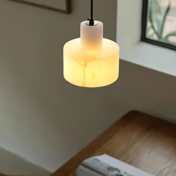 modern white alabaster cylinder pendant lamp
