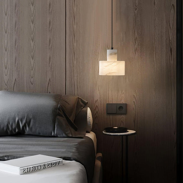 modern white alabaster cylinder pendant lamp