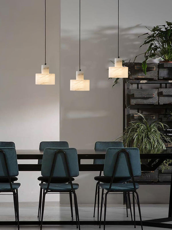 modern white alabaster cylinder pendant lamp