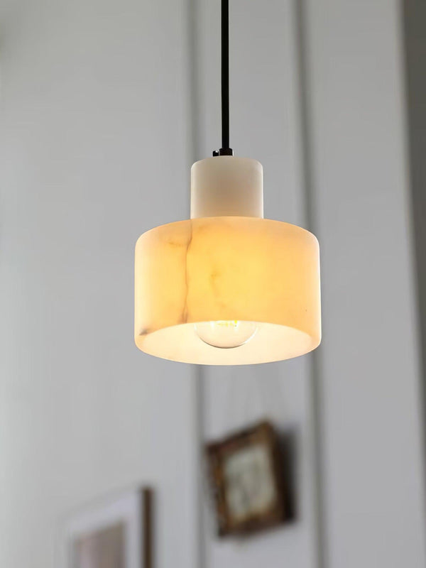 modern white alabaster cylinder pendant lamp