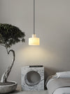 modern white alabaster cylinder pendant lamp
