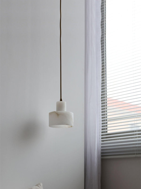 modern white alabaster cylinder pendant lamp