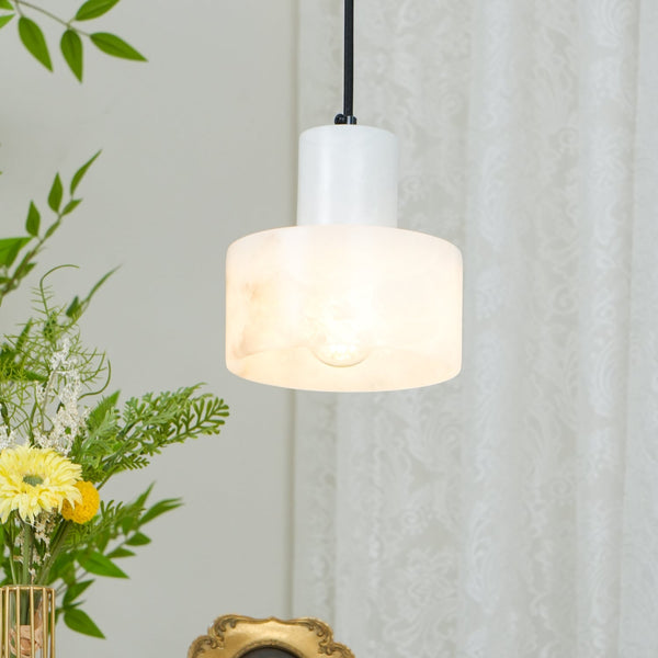 modern white alabaster cylinder pendant lamp