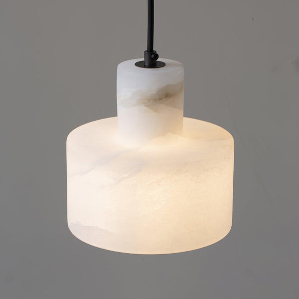 modern white alabaster cylinder pendant lamp