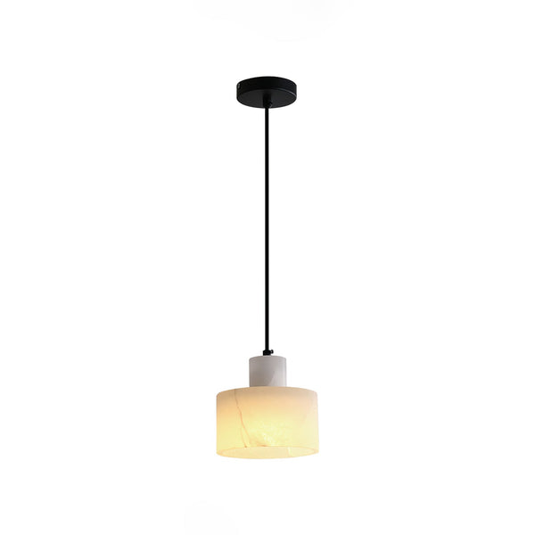 modern white alabaster cylinder pendant lamp