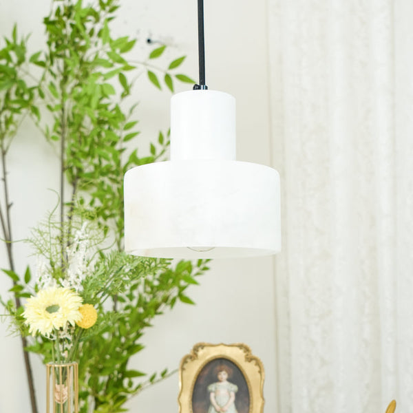 modern white alabaster cylinder pendant lamp