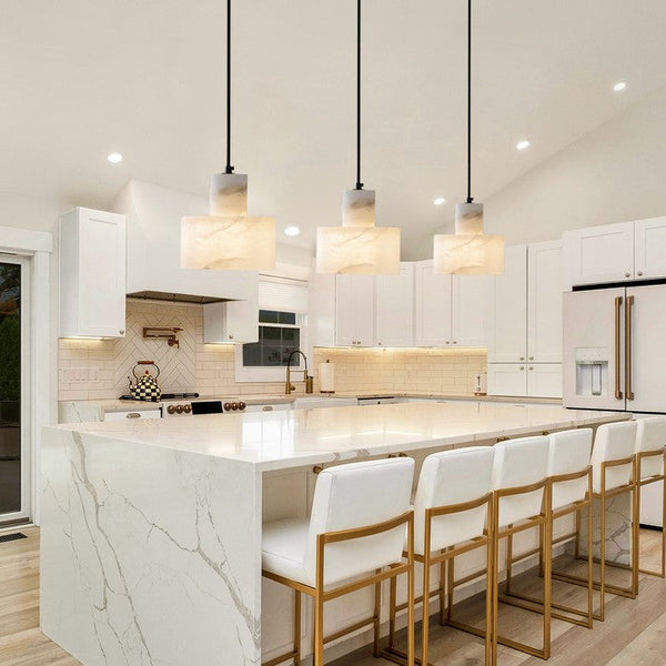 modern white alabaster cylinder pendant lamp