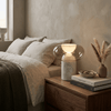 modern white alabaster halo led table lamp