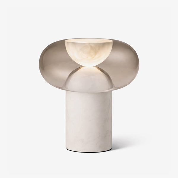 modern white alabaster halo led table lamp