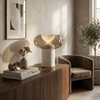 modern white alabaster halo led table lamp