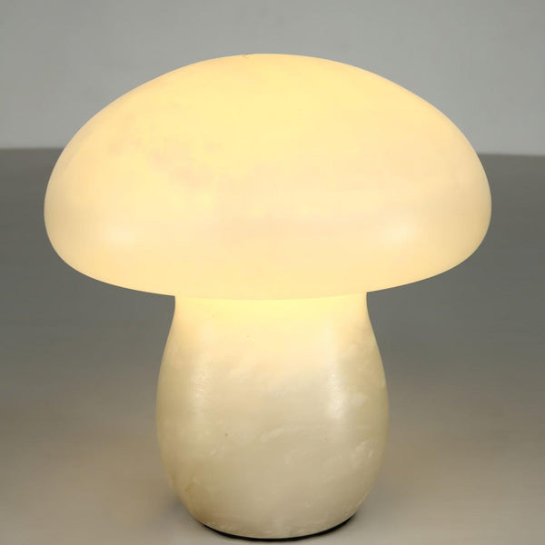modern white alabaster mushroom table lamp brass