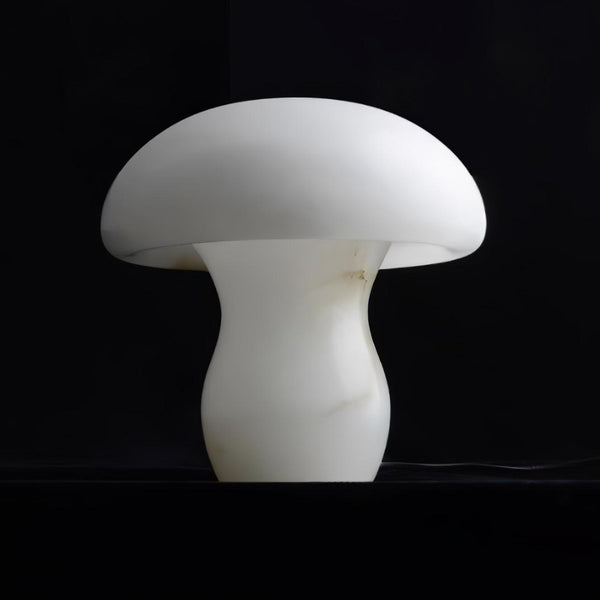 modern white alabaster mushroom table lamp brass