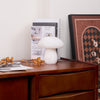 modern white alabaster mushroom table lamp brass
