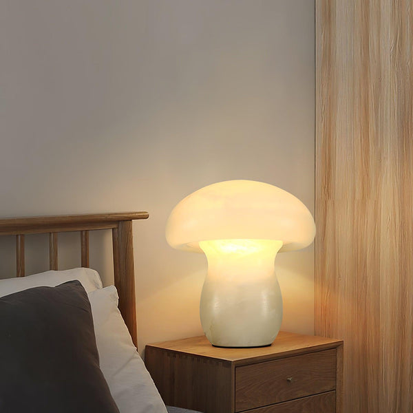 modern white alabaster mushroom table lamp brass