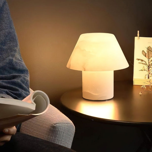 modern white alabaster orb table lamp