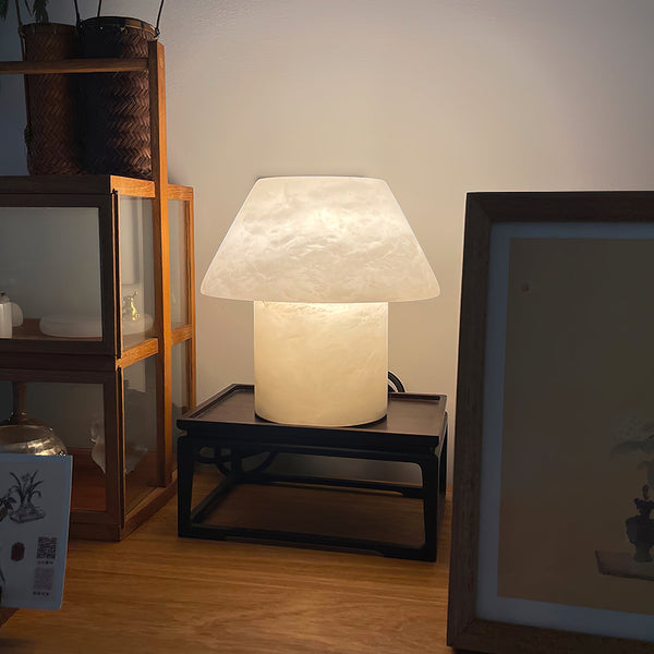 modern white alabaster orb table lamp