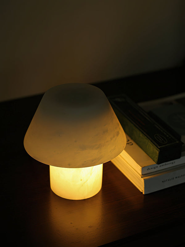 modern white alabaster orb table lamp