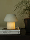 modern white alabaster orb table lamp