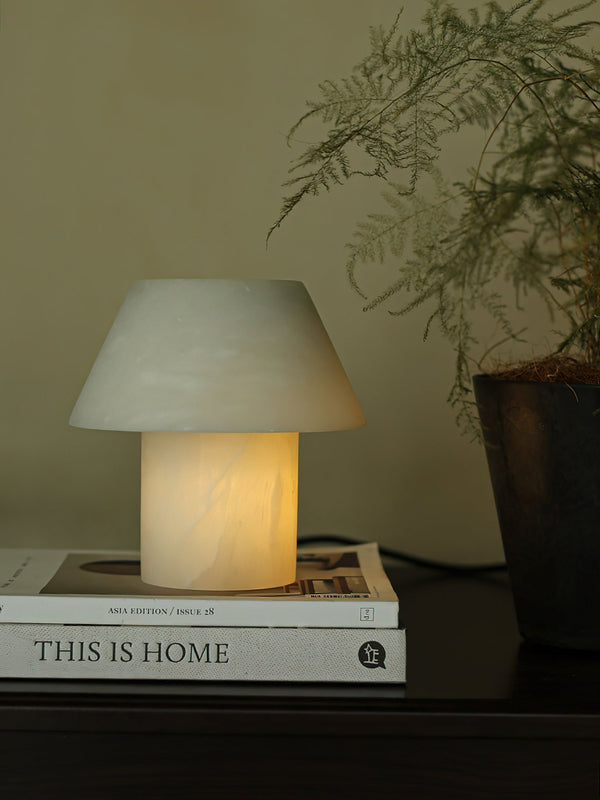 modern white alabaster orb table lamp