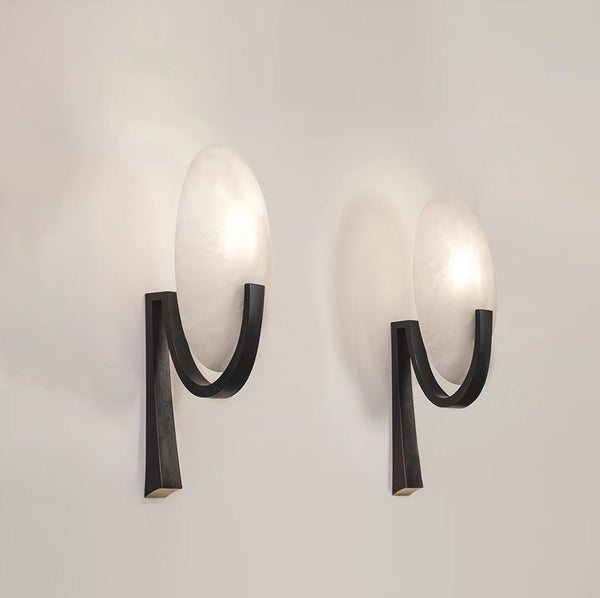 modern white alabaster plug in wall lamp