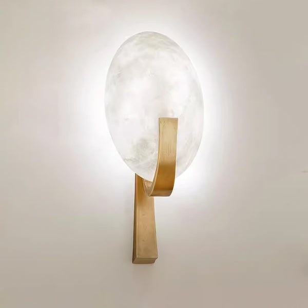 modern white alabaster plug in wall lamp