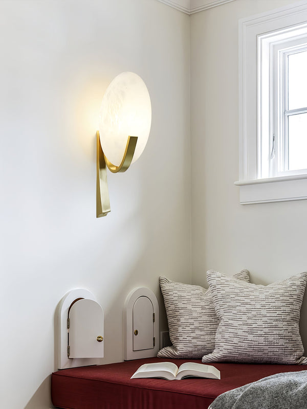 modern white alabaster plug in wall lamp