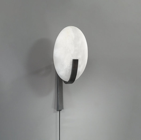 modern white alabaster plug in wall lamp