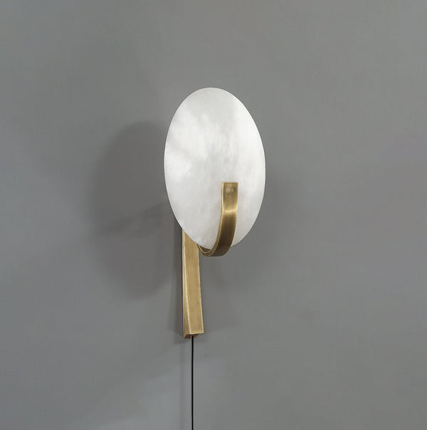 modern white alabaster plug in wall lamp