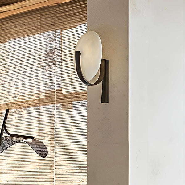 modern white alabaster plug in wall lamp
