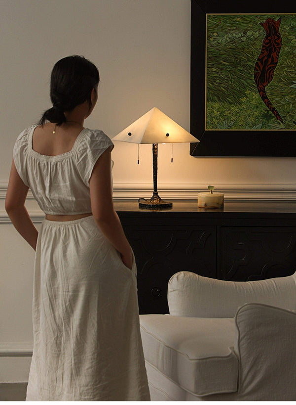 modern white alabaster prism table lamp