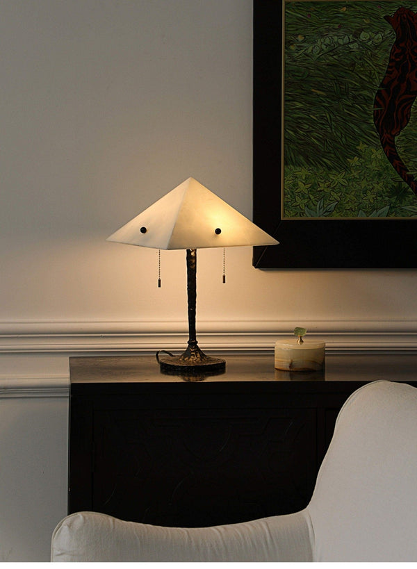 modern white alabaster prism table lamp