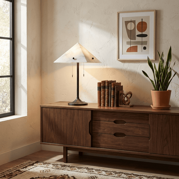 modern white alabaster prism table lamp