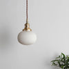 modern white ceramic pleated pendant light copper